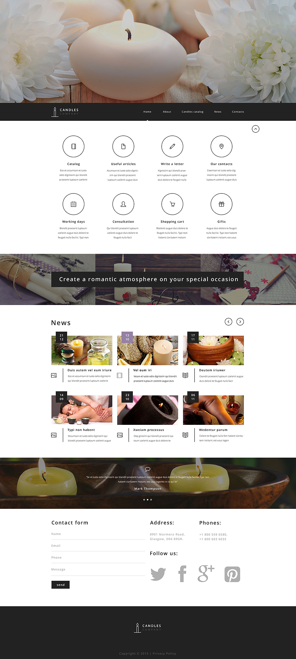 candle website templates